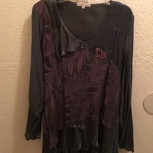 Spencer Alexis Green vintage shirt & skirt set